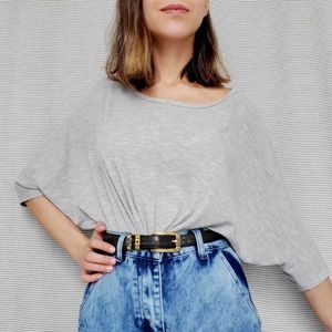 Parachute sleeve rib knit top
